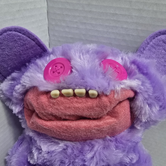 Fuzzy Purple Monster Plush with Pink Accents Fuggler - Picture 3 of 10